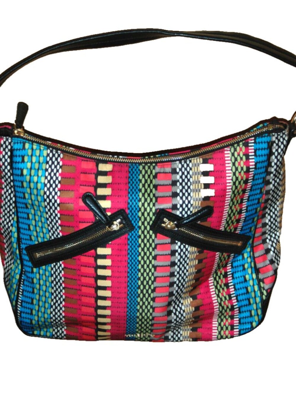 Vera Bradley Purse Handbag Aztec Geometric Twin Side Zip Multicolored Carry Tote